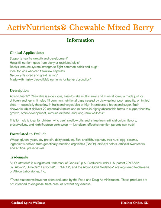 ActivNutrients® Chewable Mixed Berry 120 Tablets
