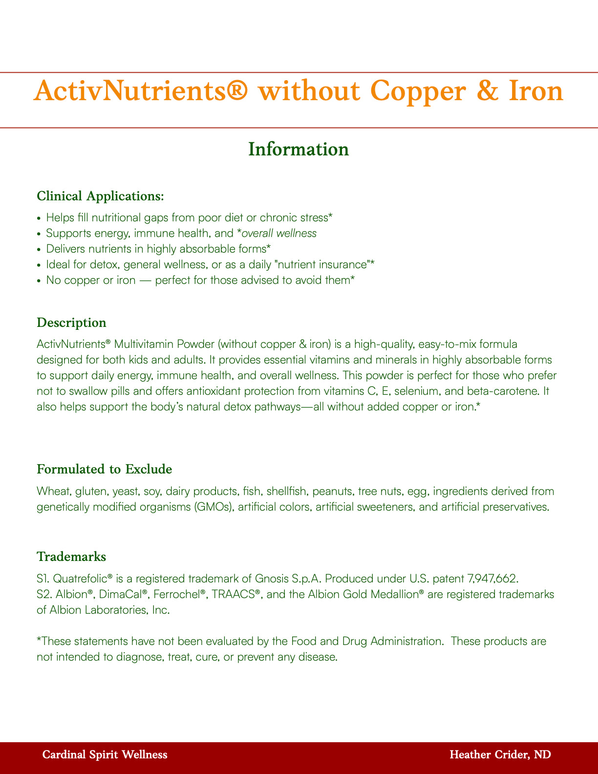 ActivNutrients® without Copper & Iron 120 Capsules