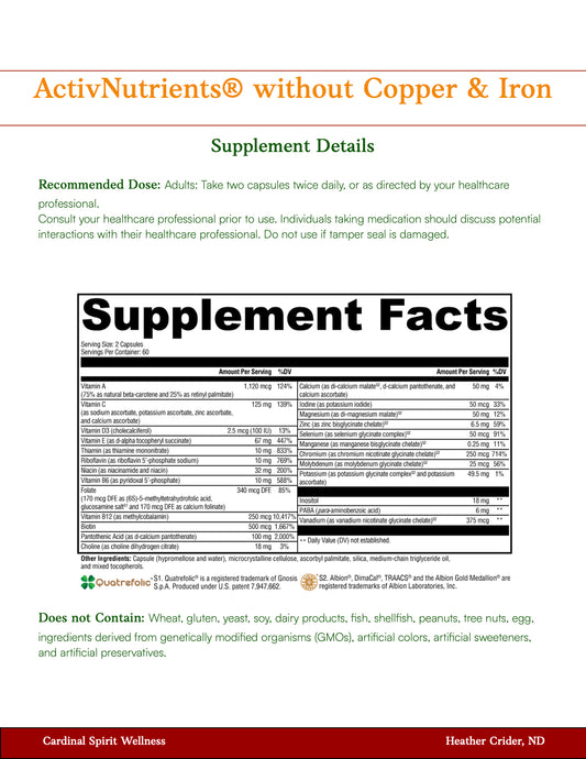 ActivNutrients® without Copper & Iron 120 Capsules