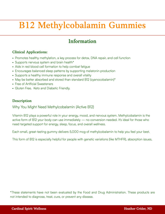 B12 Methylcobalamin 60 Gummies, brain fog and fatigue support