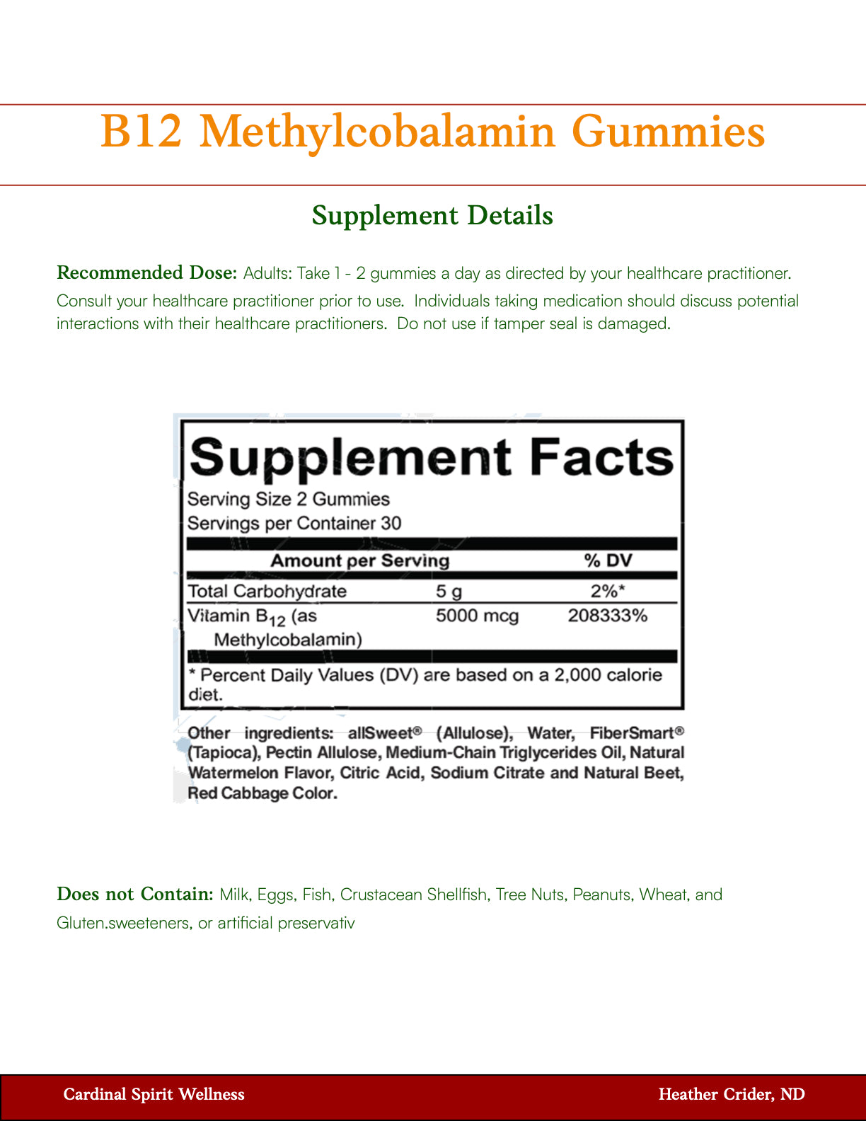 B12 Methylcobalamin 60 Gummies, brain fog and fatigue support