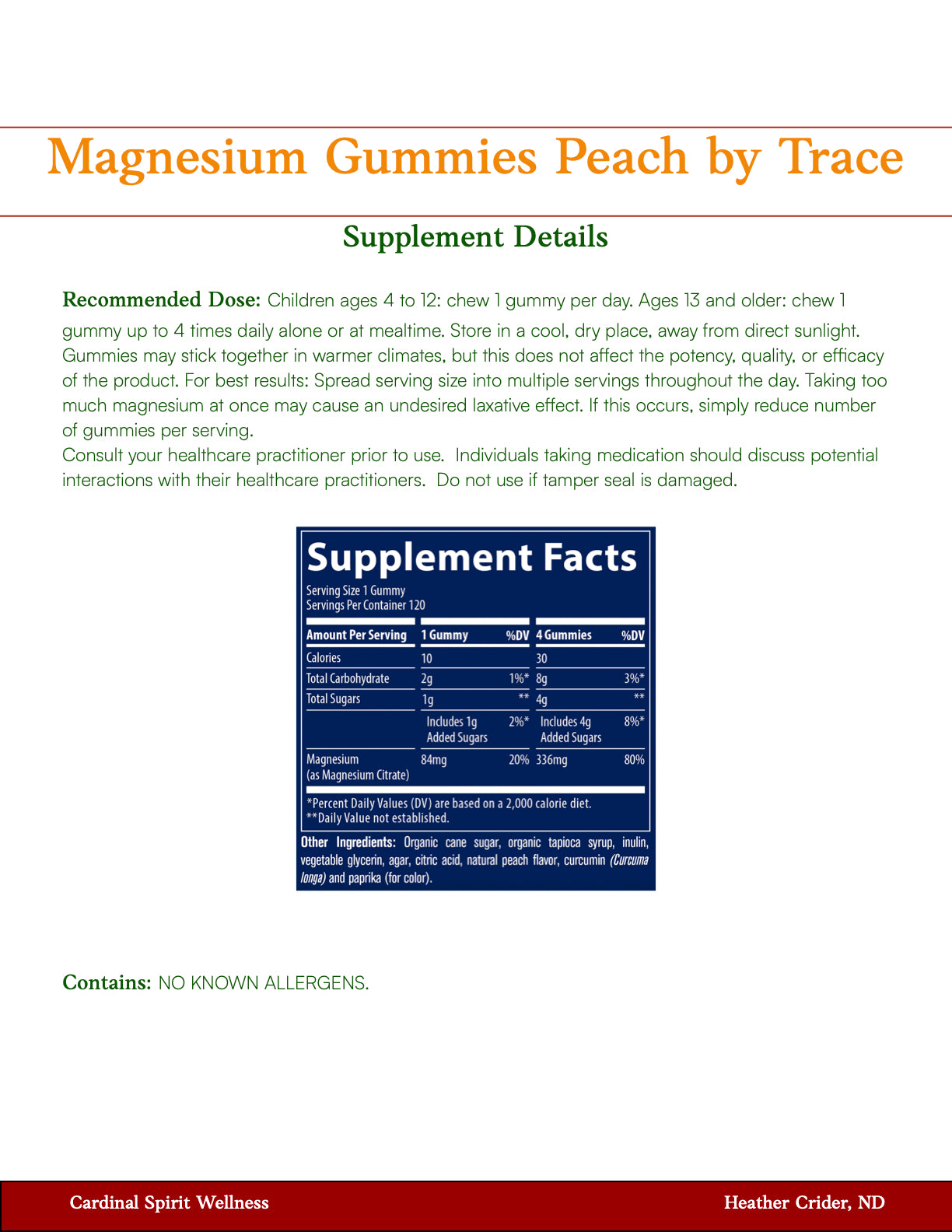 Magnesium Gummies Peach 120 Gummies