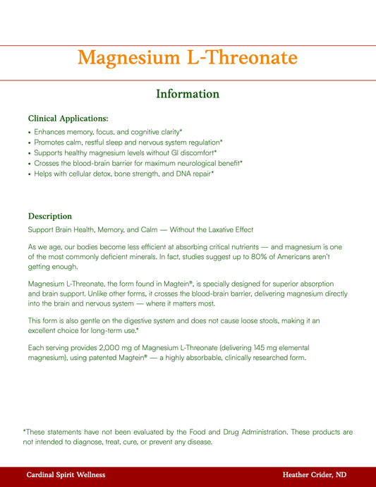 Magnesium L-Threonate 270 Capsules, Dr Mercola Magnesium, Clinically Studied Brain & Nervous System Support*