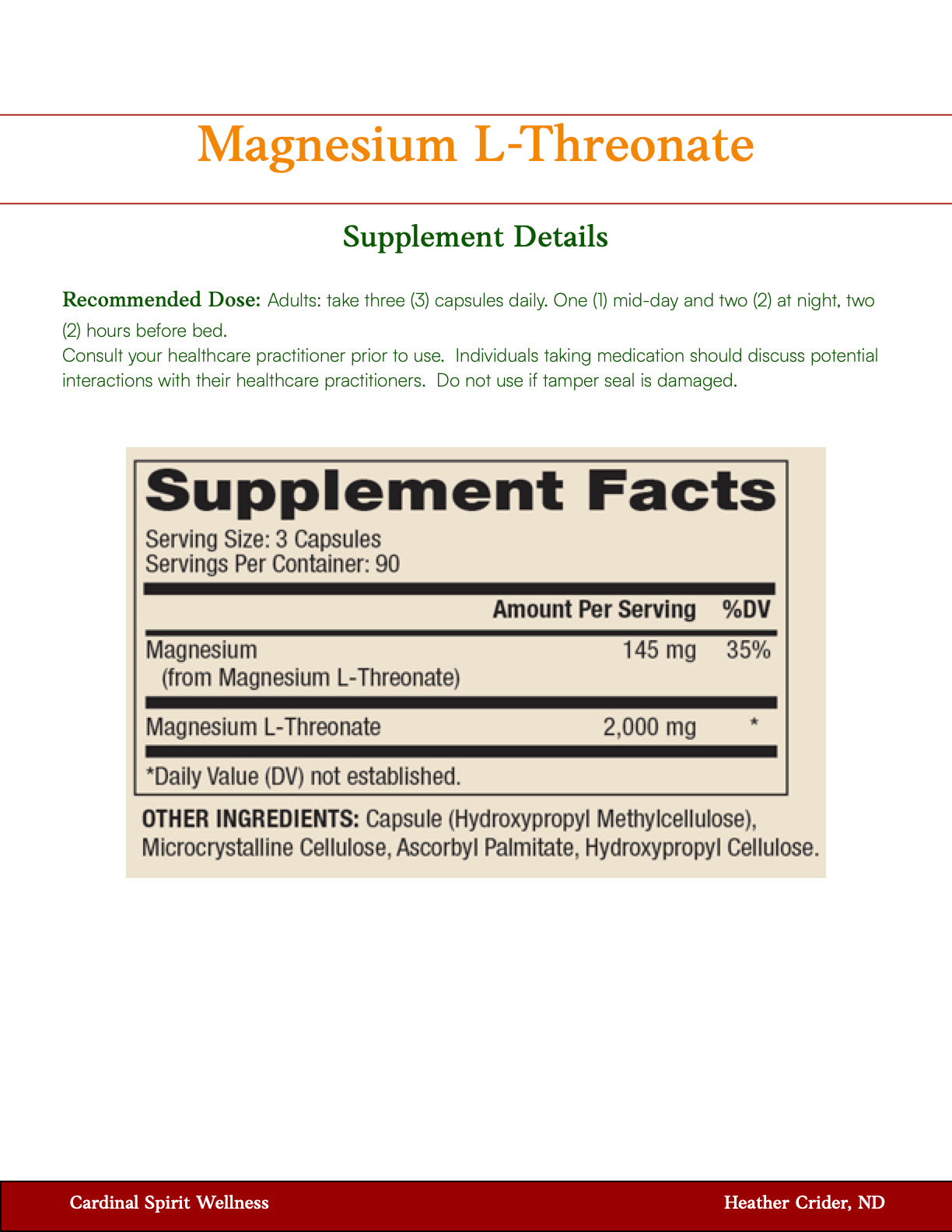 Magnesium L-Threonate 270 Capsules, Dr Mercola Magnesium, Clinically Studied Brain & Nervous System Support*