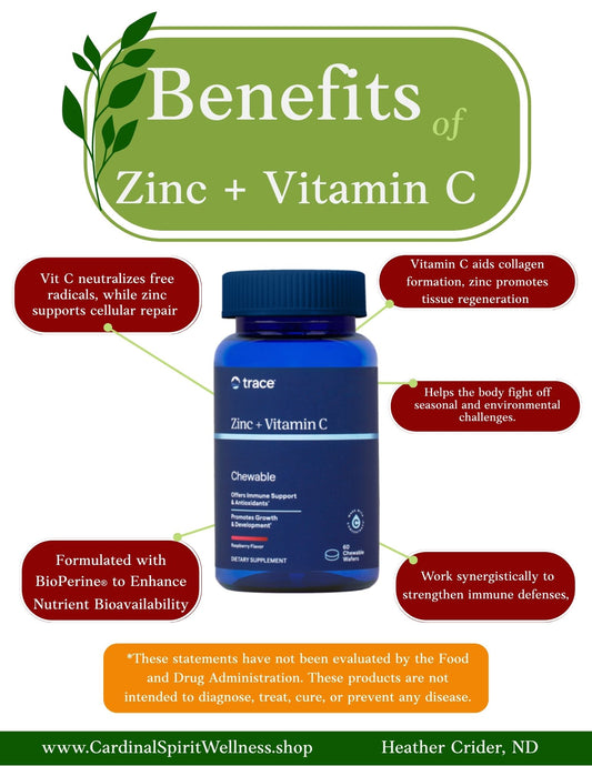 Zinc + Vitamin C Chewable Raspberry Flavor 60 Chewable Wafers