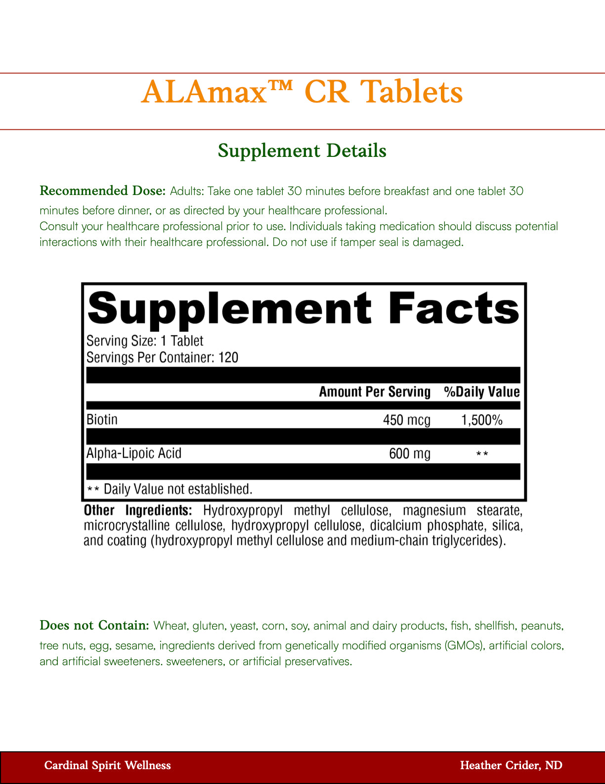 ALAmax™ CR 120 Tablets