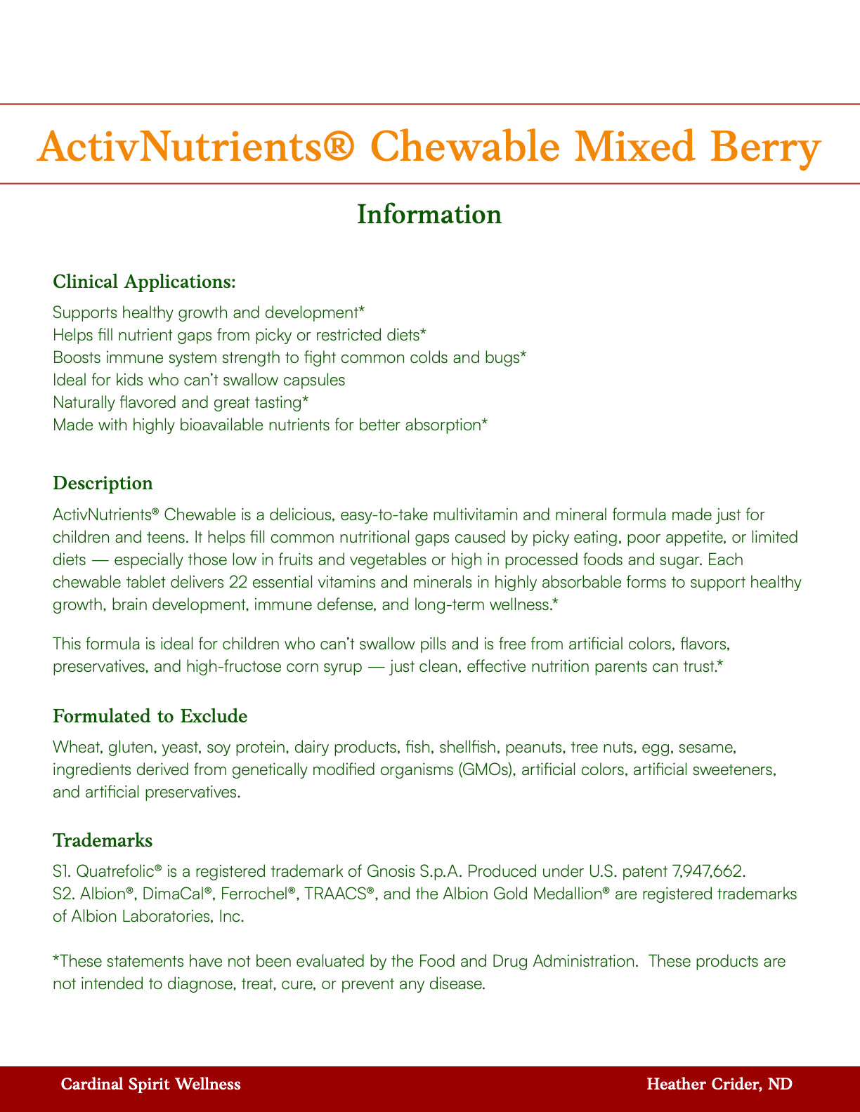 ActivNutrients® Chewable Mixed Berry 120 Tablets