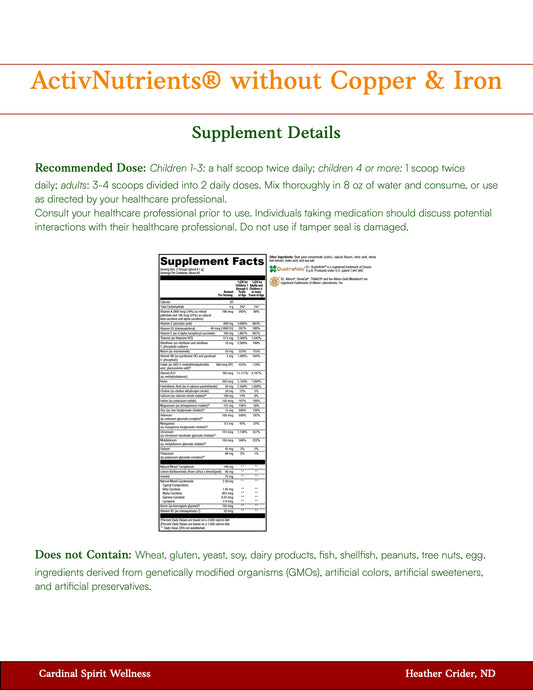 ActivNutrients® without Copper & Iron Multivitamin Powder Fruit Punch 60 Servings