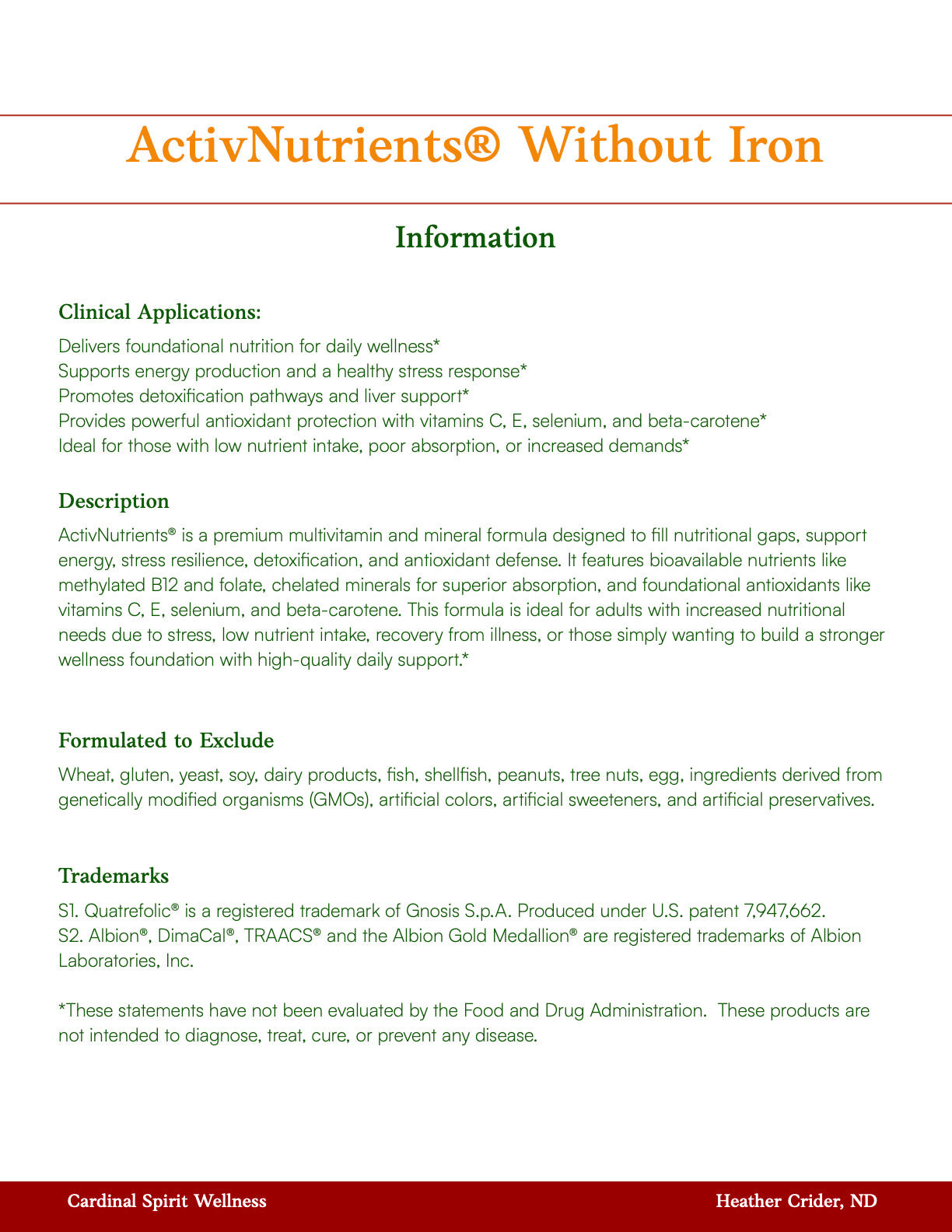 ActivNutrients® without Iron 120 Capsules