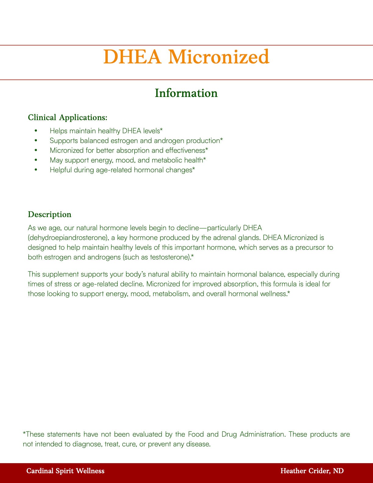 DHEA Micronized 10mg 60 Tablets