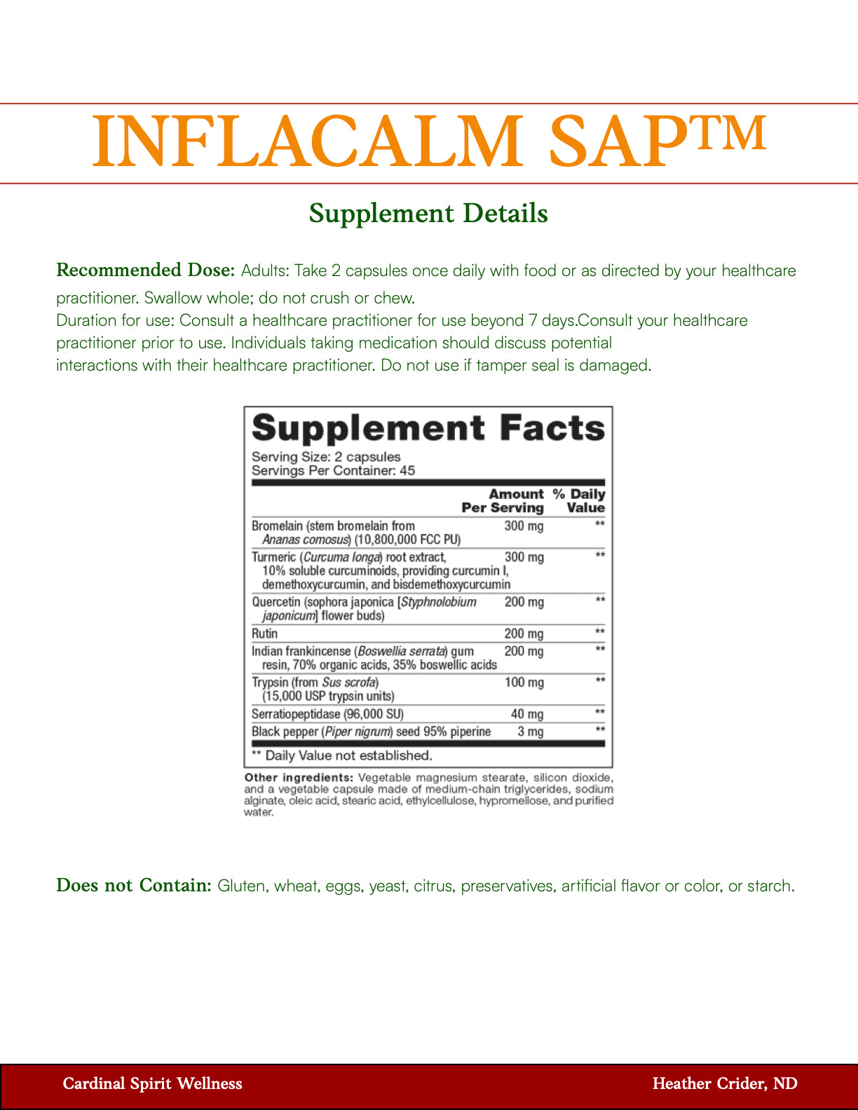 bromelain, turmeric, quercetin, rutin, Boswelia, Trypsin, Serratiopeptidase, black pepper