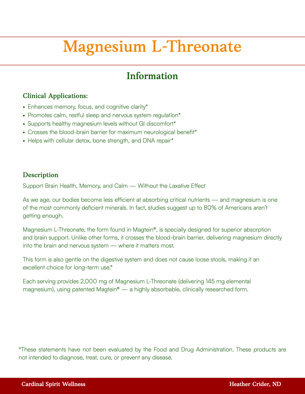Magnesium L-Threonate 270 Capsules, Dr Mercola Magnesium, Clinically Studied Brain & Nervous System Support*