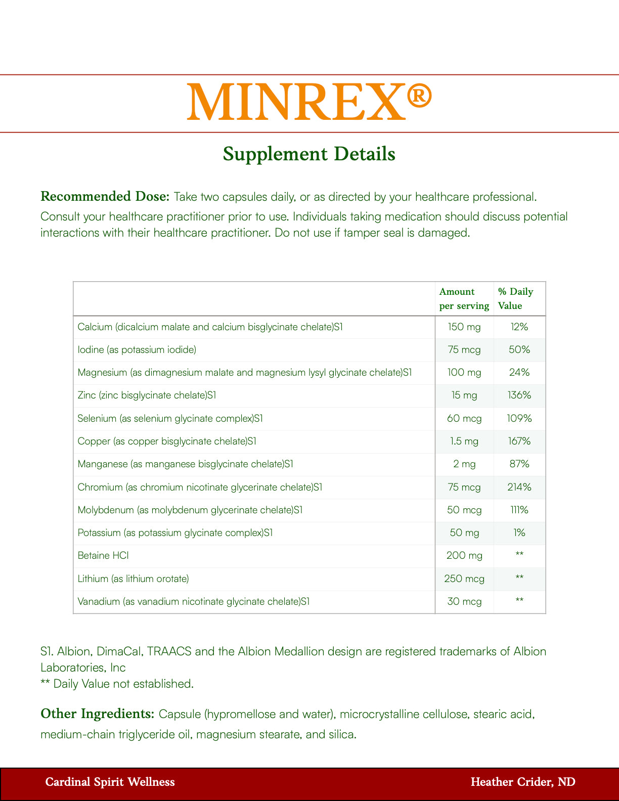 Multi-mineral, mineral amino acid chelates, sports nutrition, and supports mineral repletion.