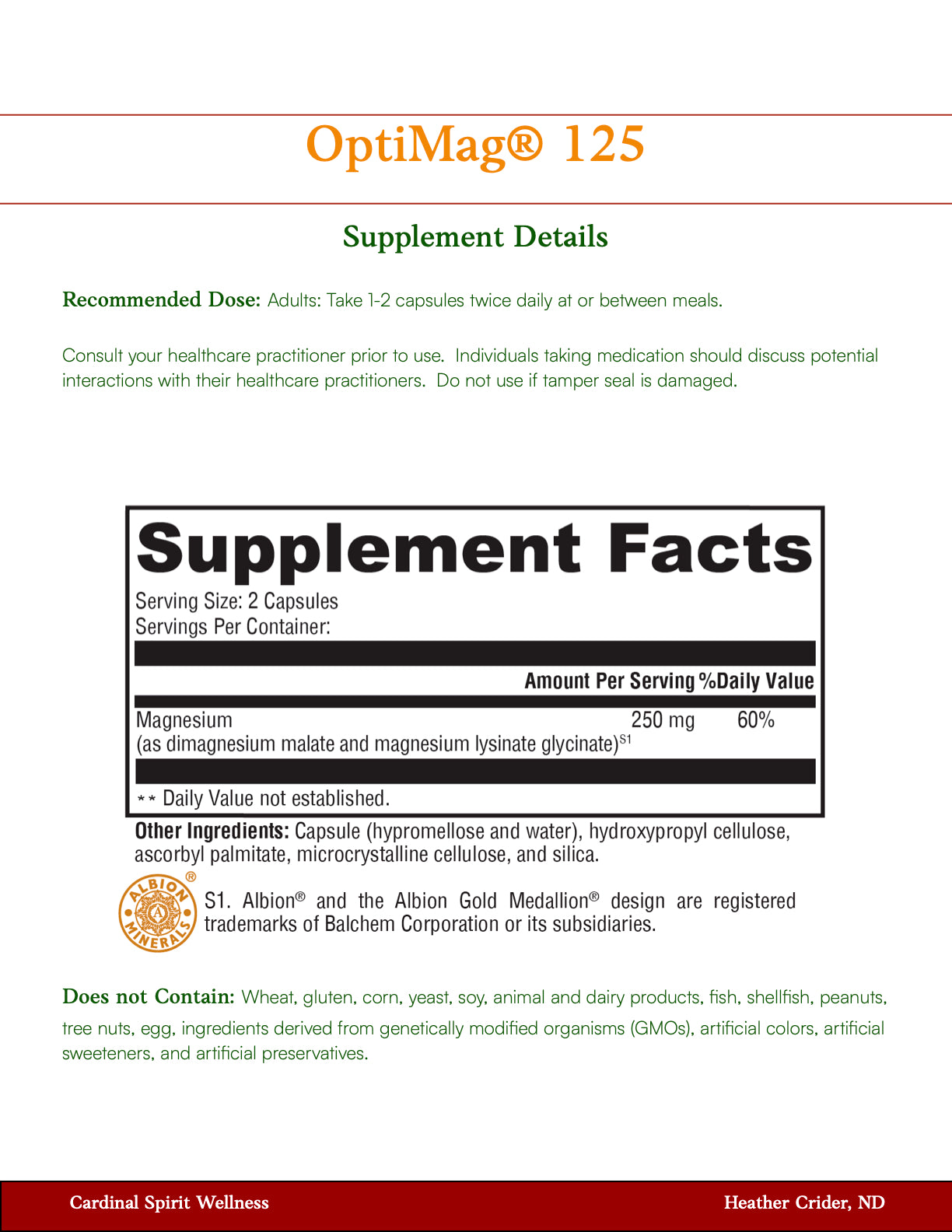 OptiMag® 125 120 Capsules