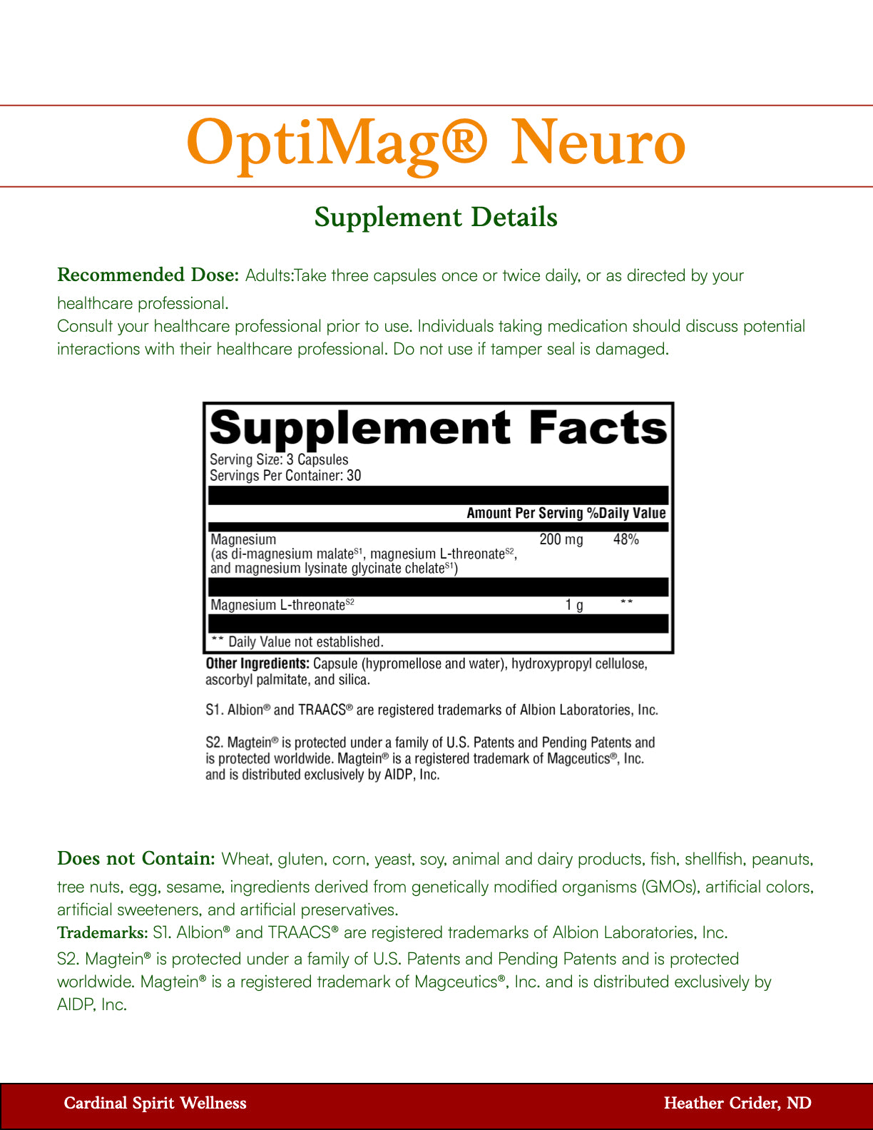 OptiMag® Neuro 90 Capsules, OptiMag® Neuro – Brain-Boosting Magnesium with Magtein®