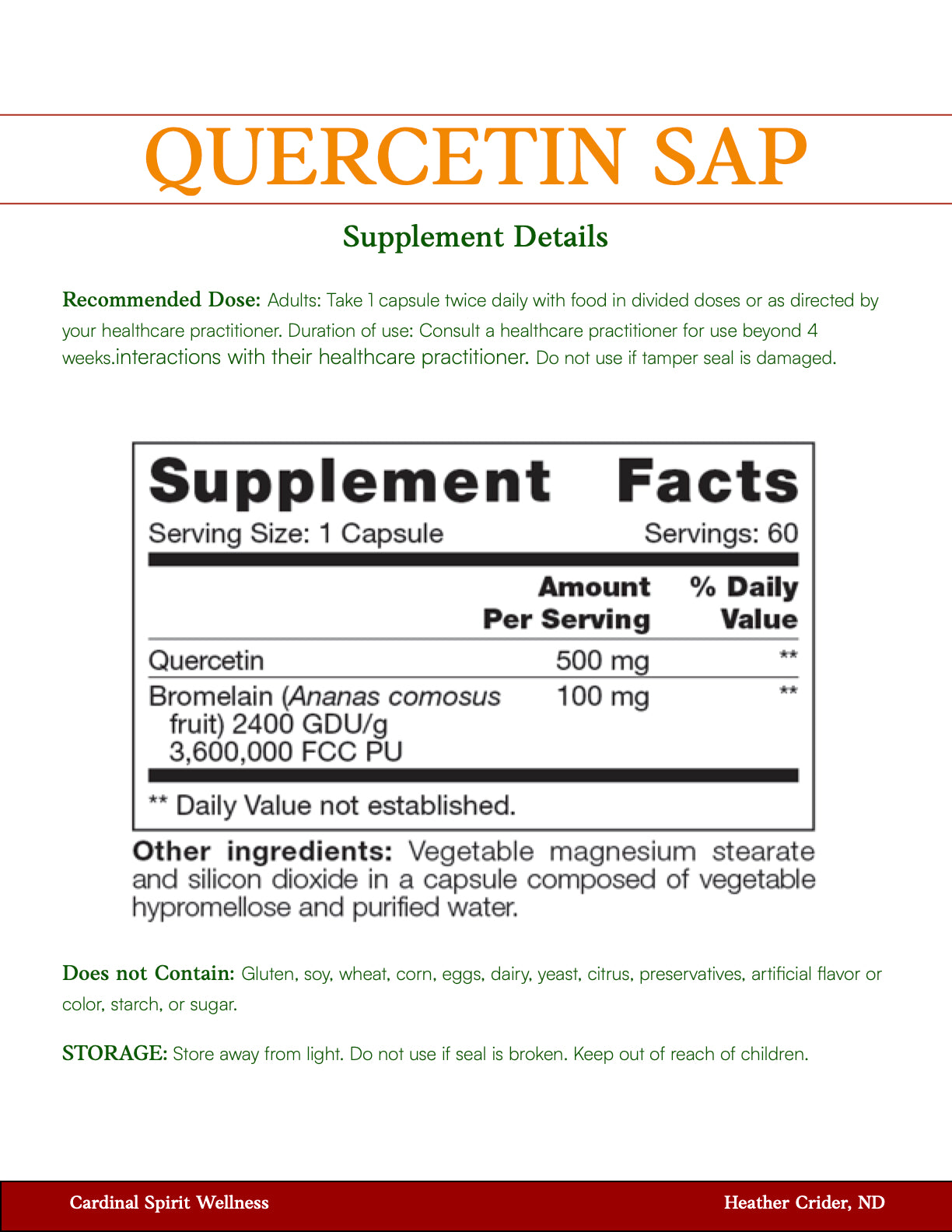 Quercetin SAP 60 Capsules
