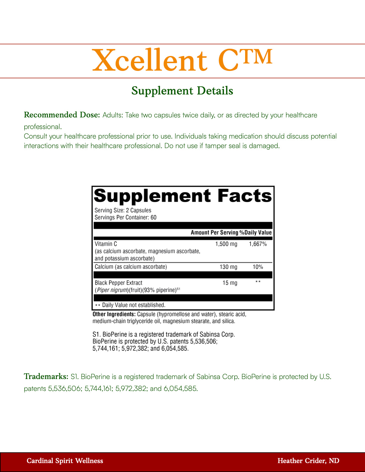 Xcellent C™ 120 Capsules, Immune system support