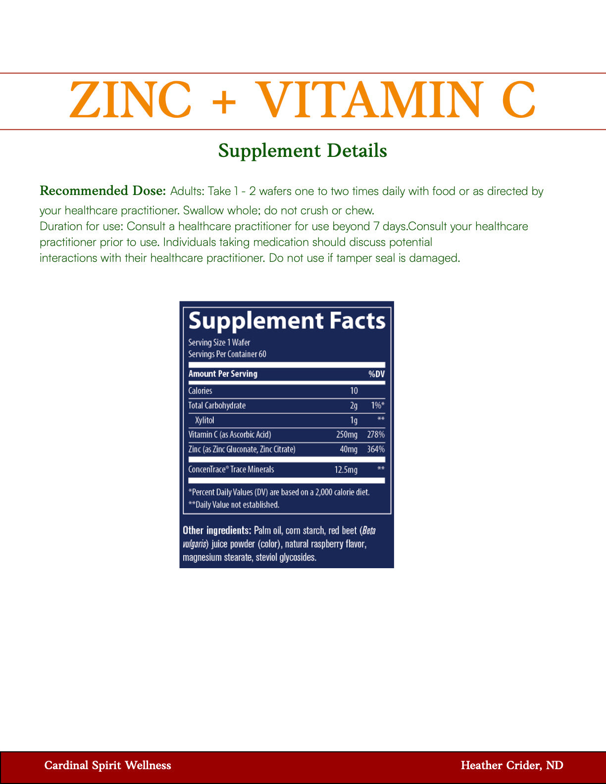 Zinc + Vitamin C Chewable Raspberry Flavor 60 Chewable Wafers