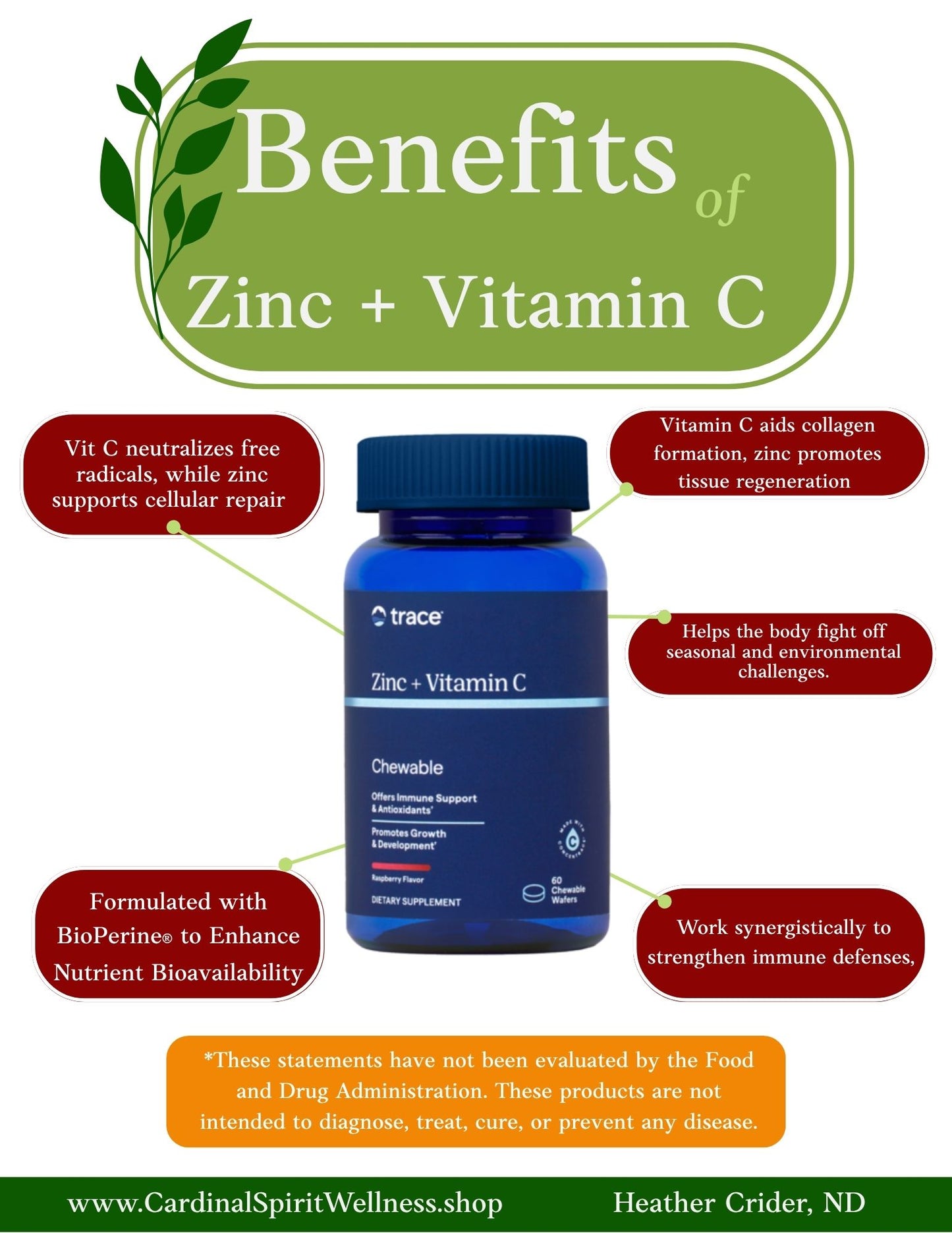 Zinc + Vitamin C Chewable Raspberry Flavor 60 Chewable Wafers